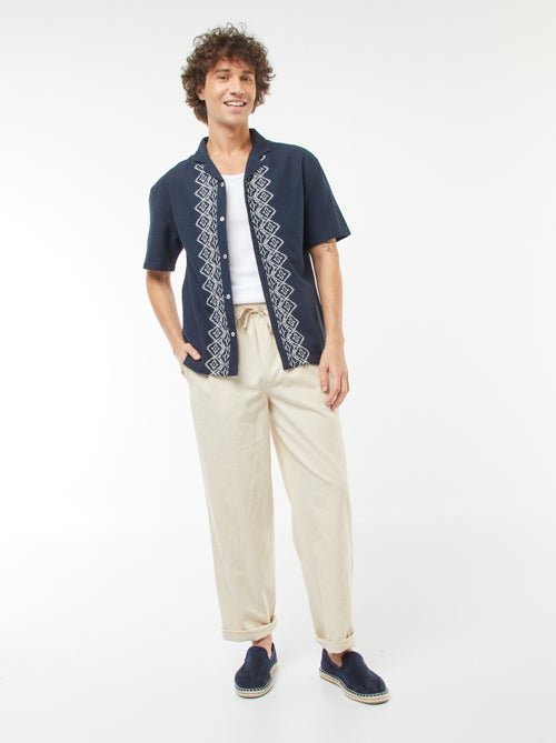 Pantalon en lin mélangé coupe droite - Kiabi