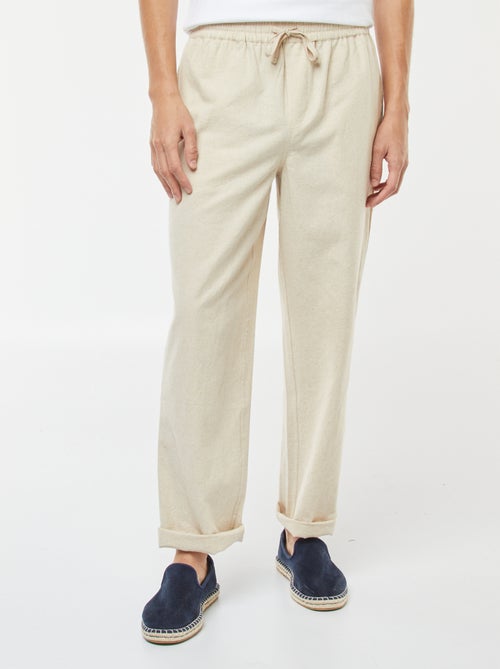 Pantalon en lin mélangé coupe droite - Kiabi