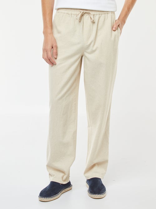 Pantalon en lin mélangé coupe droite - Kiabi