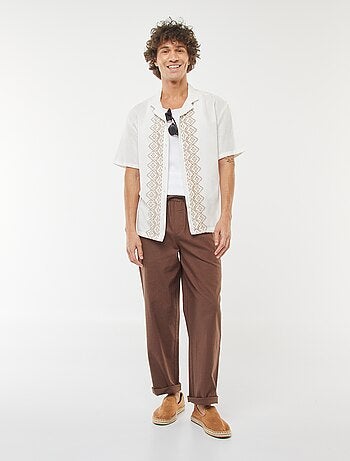 Pantalon en lin mélangé coupe droite