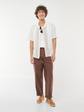 Pantalon en lin mélangé coupe droite