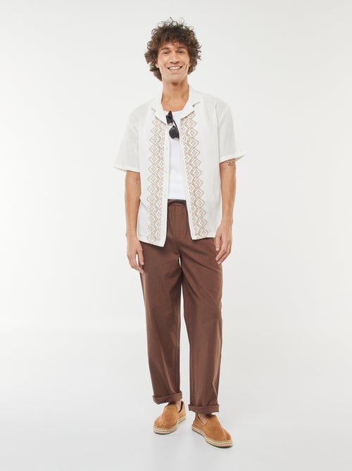Pantalon en lin mélangé coupe droite - Kiabi