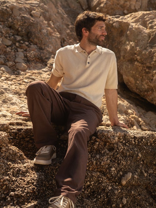 Pantalon en lin mélangé coupe droite - Kiabi