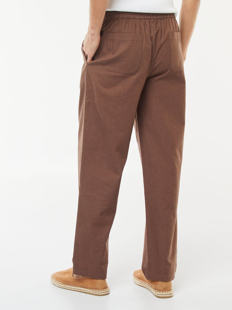 Pantalon en lin mélangé coupe droite Marron - Kiabi