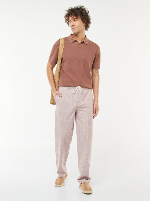 Pantalon en lin mélangé coupe droite - Kiabi