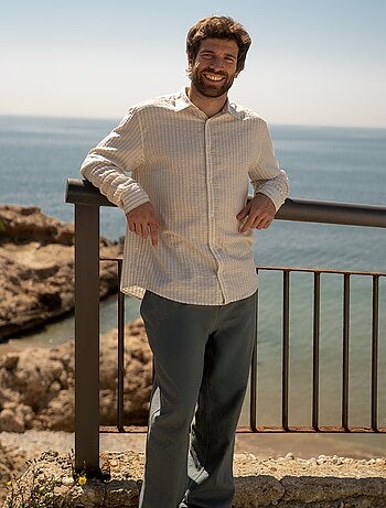 Pantalon en lin mélangé coupe droite