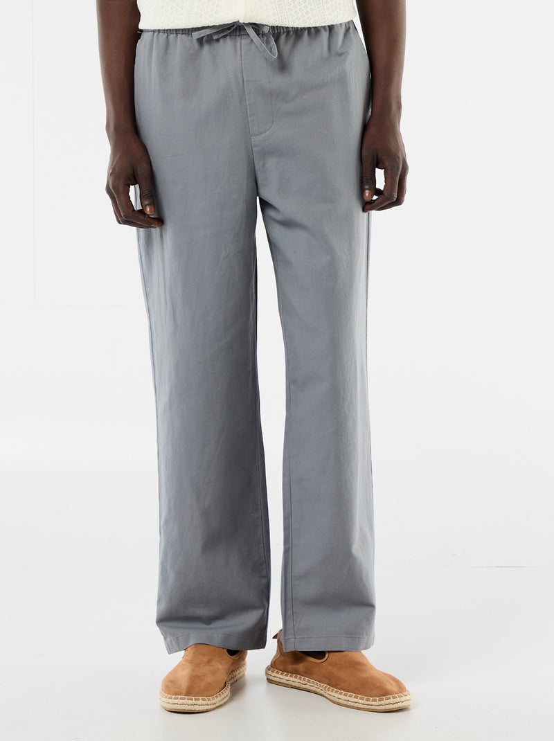 Pantalon en lin mélangé Gris - Kiabi