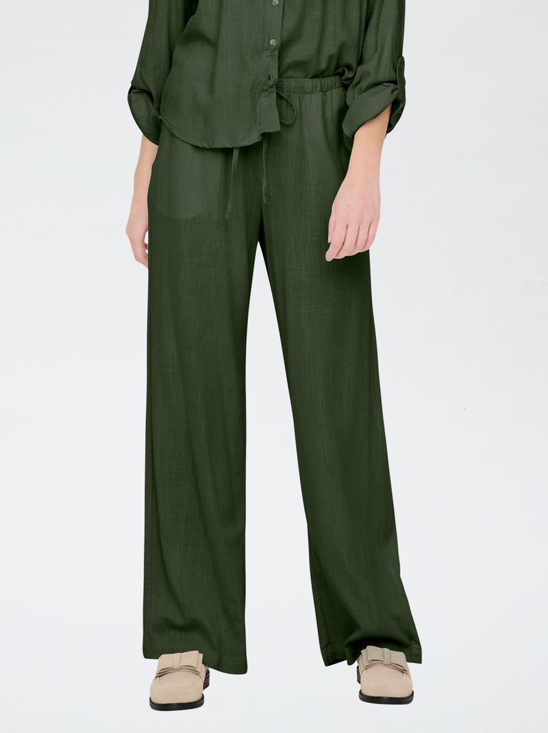 Pantalon en lin mélangé 'JDY' Kaki - Kiabi
