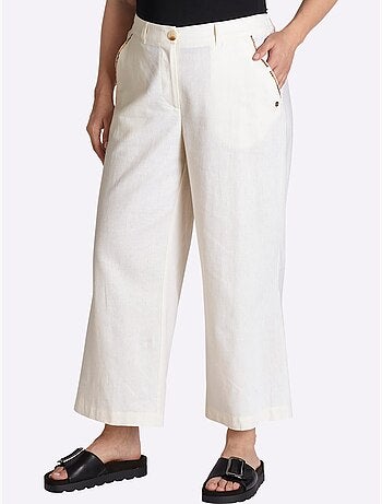 Pantalon En Lin Mélange Lin Et Viscose - Taille Standard - Sheego