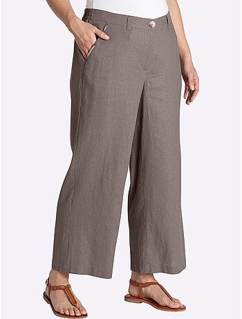 Pantalon En Lin Mélange Lin Et Viscose - Taille Standard - Sheego