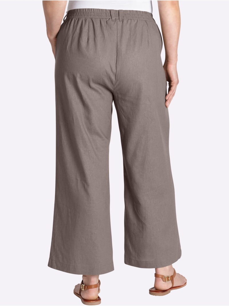 Pantalon En Lin Mélange Lin Et Viscose - Taille Standard - Sheego Gris taupe - Kiabi