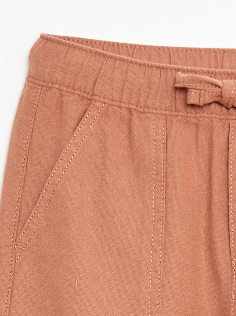 Pantalon en lin mélangé Marron - Kiabi