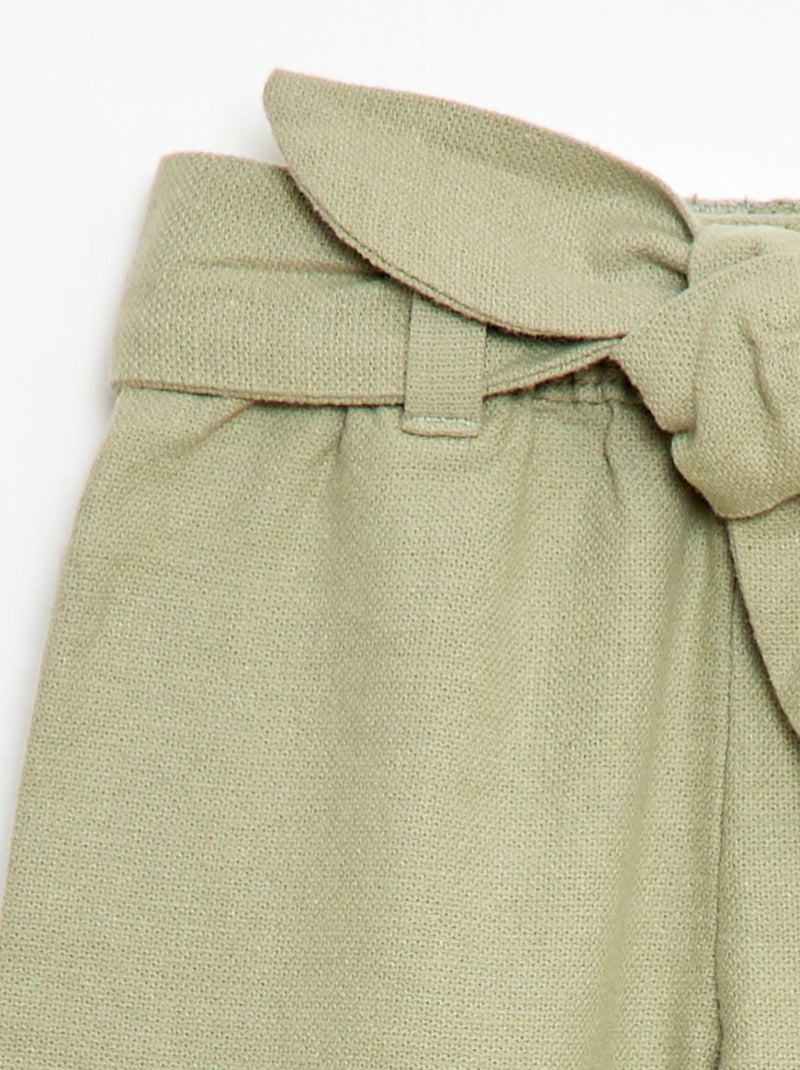 Pantalon en lin mélangé Vert - Kiabi