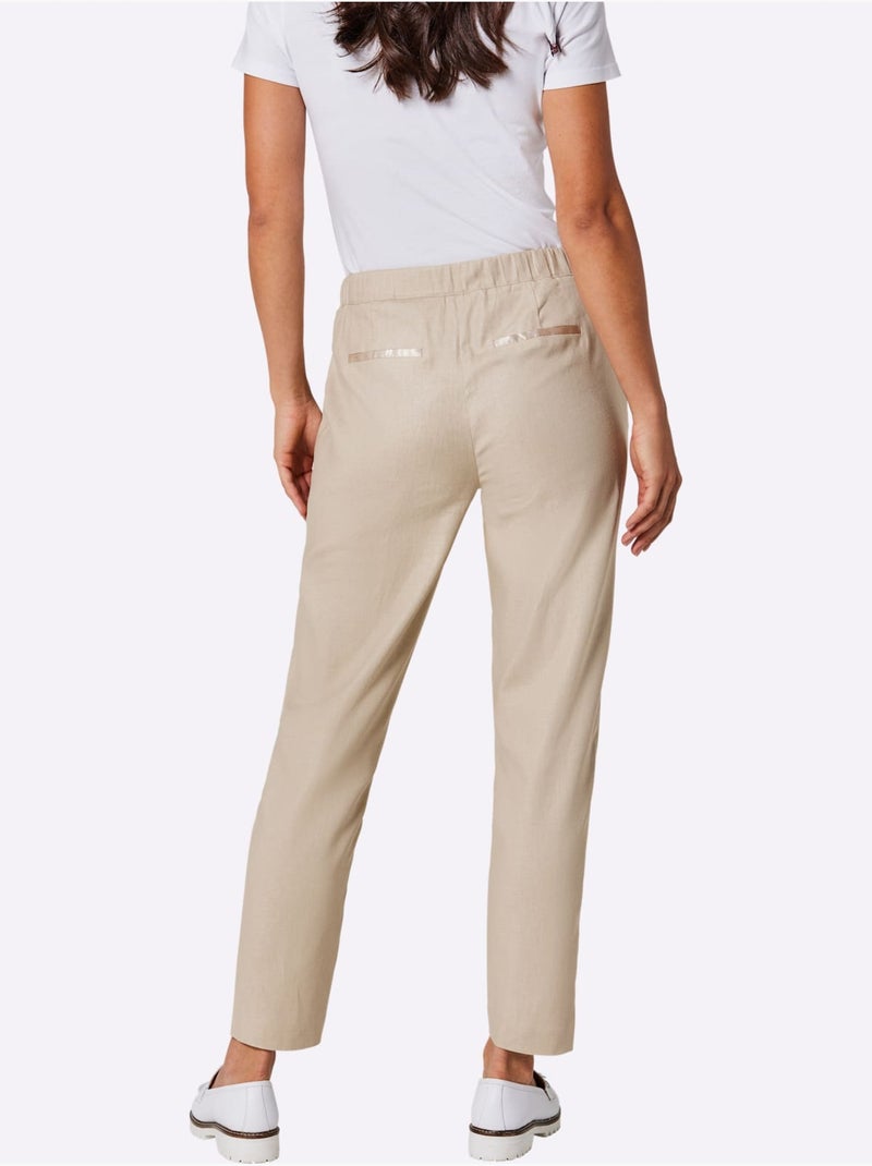 Pantalon En Lin Mélange Viscose-lin Estival - Taille Standard - helline Beige - Kiabi