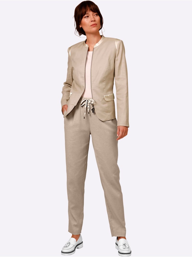 Pantalon En Lin Mélange Viscose-lin Estival - Taille Standard - helline Beige - Kiabi