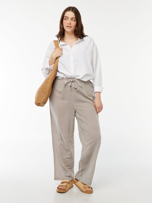 Pantalon en lin mélangé wide leg - Kiabi