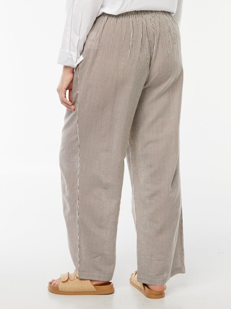 Pantalon en lin mélangé wide leg Beige - Kiabi