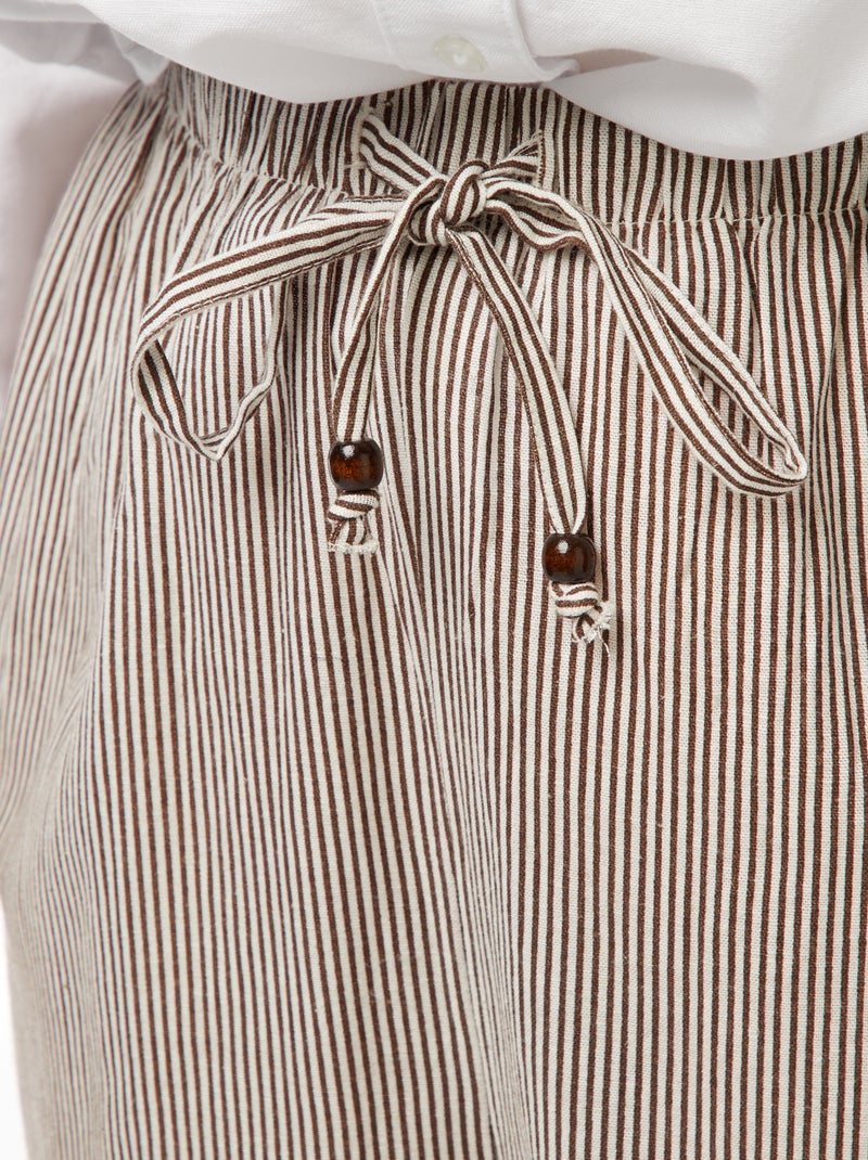 Pantalon en lin mélangé wide leg Beige - Kiabi