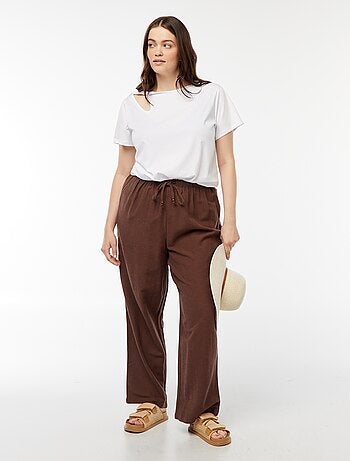 Pantalon en lin mélangé wide leg