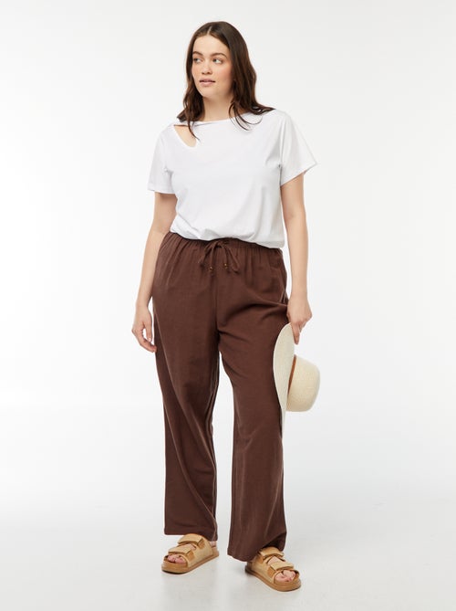 Pantalon en lin mélangé wide leg - Kiabi