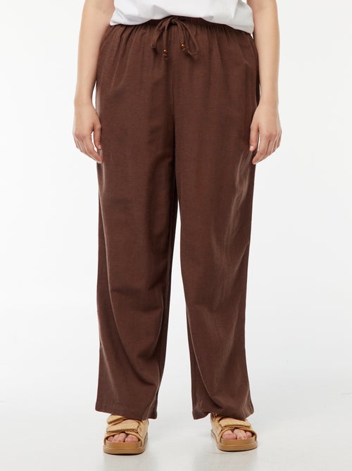 Pantalon en lin mélangé wide leg - Kiabi