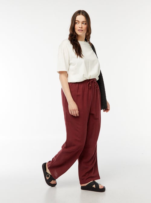 Pantalon en lin mélangé wide leg - Kiabi