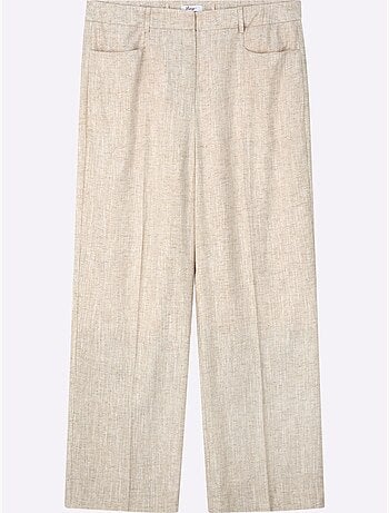 Pantalon En Lin Plis Repassés, Effet Affinant - Taille Standard - Sheego