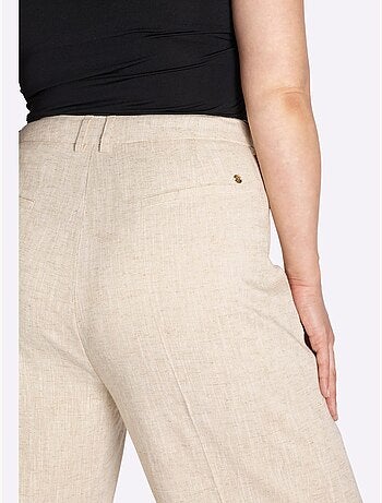 Pantalon En Lin Plis Repassés, Effet Affinant - Taille Standard - Sheego