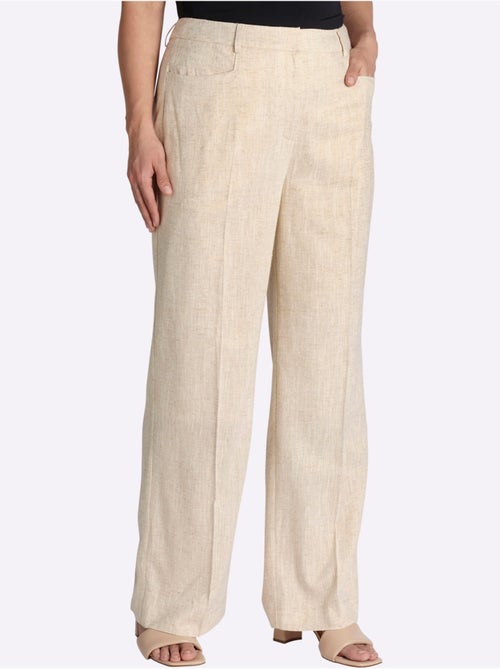 Pantalon En Lin Plis Repassés, Effet Affinant - Taille Standard - Sheego - Kiabi Pantalon En Lin Plis Repassés, Effet Affinant - Taille Standard - Sheego - Kiabi