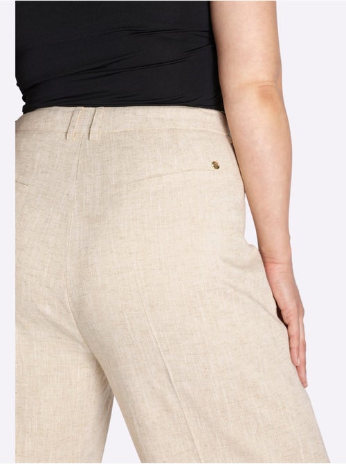 Pantalon En Lin Plis Repassés, Effet Affinant - Taille Standard - Sheego - Kiabi Pantalon En Lin Plis Repassés, Effet Affinant - Taille Standard - Sheego - Kiabi