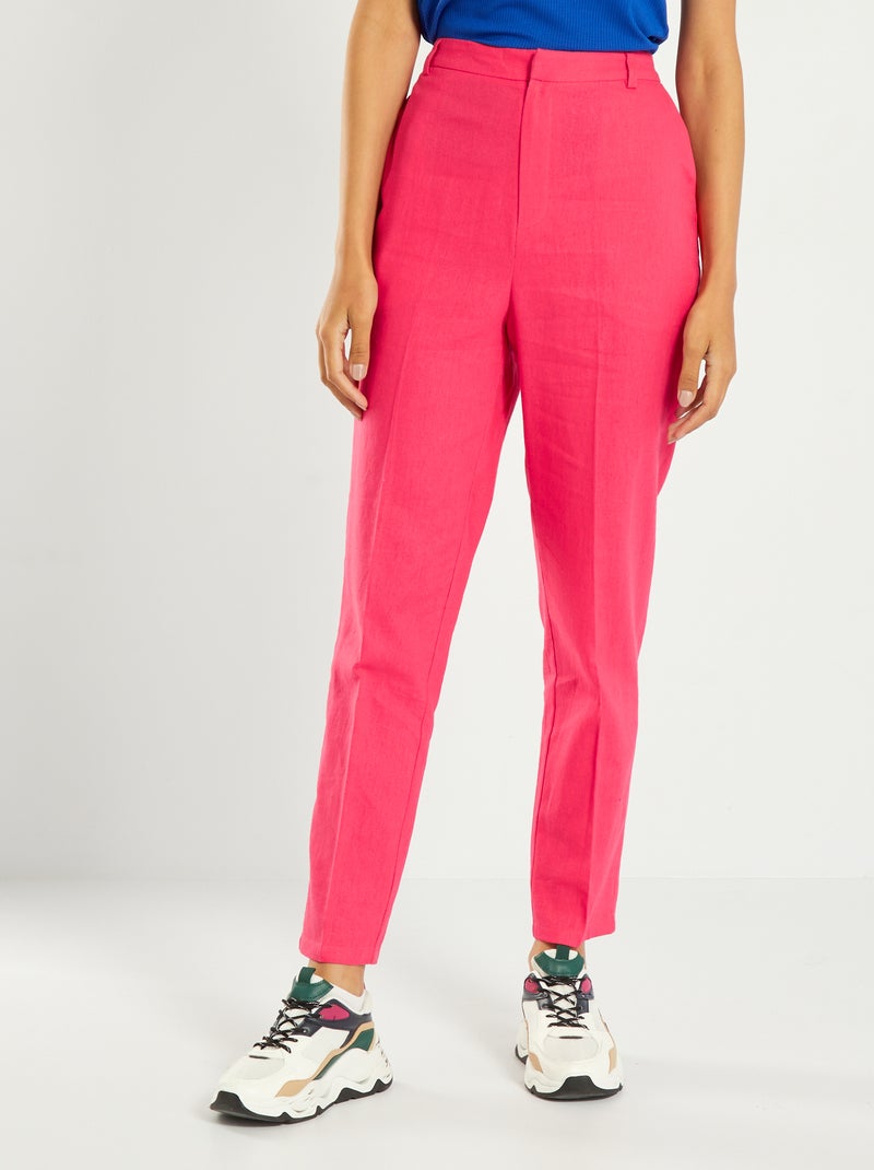 Pantalon en lin Rose - Kiabi
