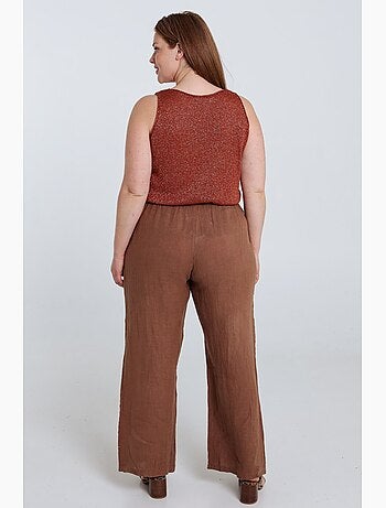 Pantalon en lin uni PAPRIKA
