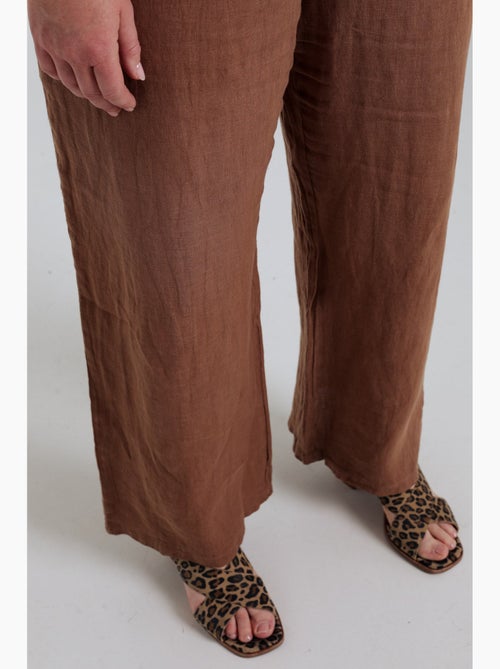 Pantalon en lin uni PAPRIKA - Kiabi