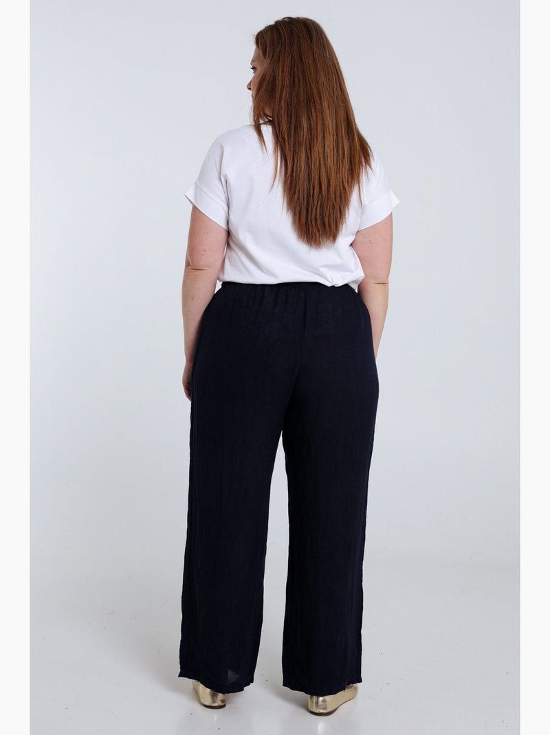 Pantalon en lin uni PAPRIKA Marron caramel - Kiabi
