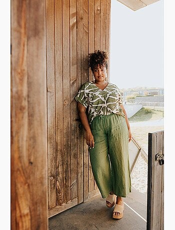 Pantalon en lin uni PAPRIKA