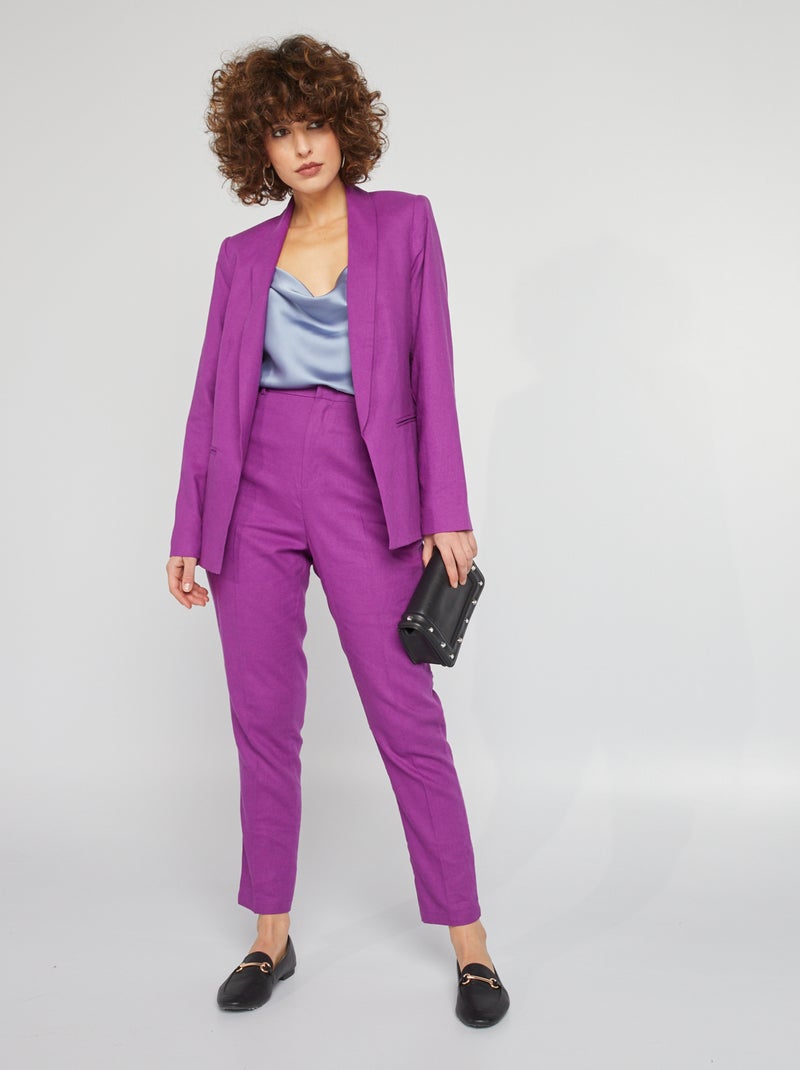 Pantalon en lin Violet - Kiabi