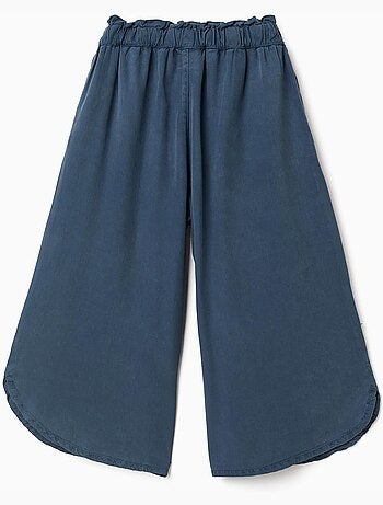 Pantalon en lyocell à jambe large et taille élastique