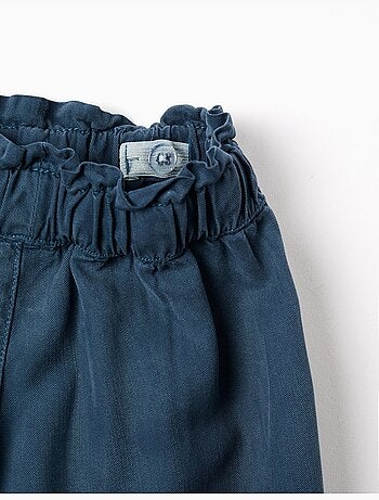 Pantalon en lyocell à jambe large et taille élastique