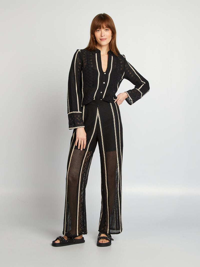 Pantalon en macramé NOIR - Kiabi