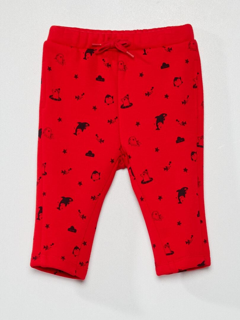 Pantalon en maille à imprimé 'animaux' Rouge - Kiabi
