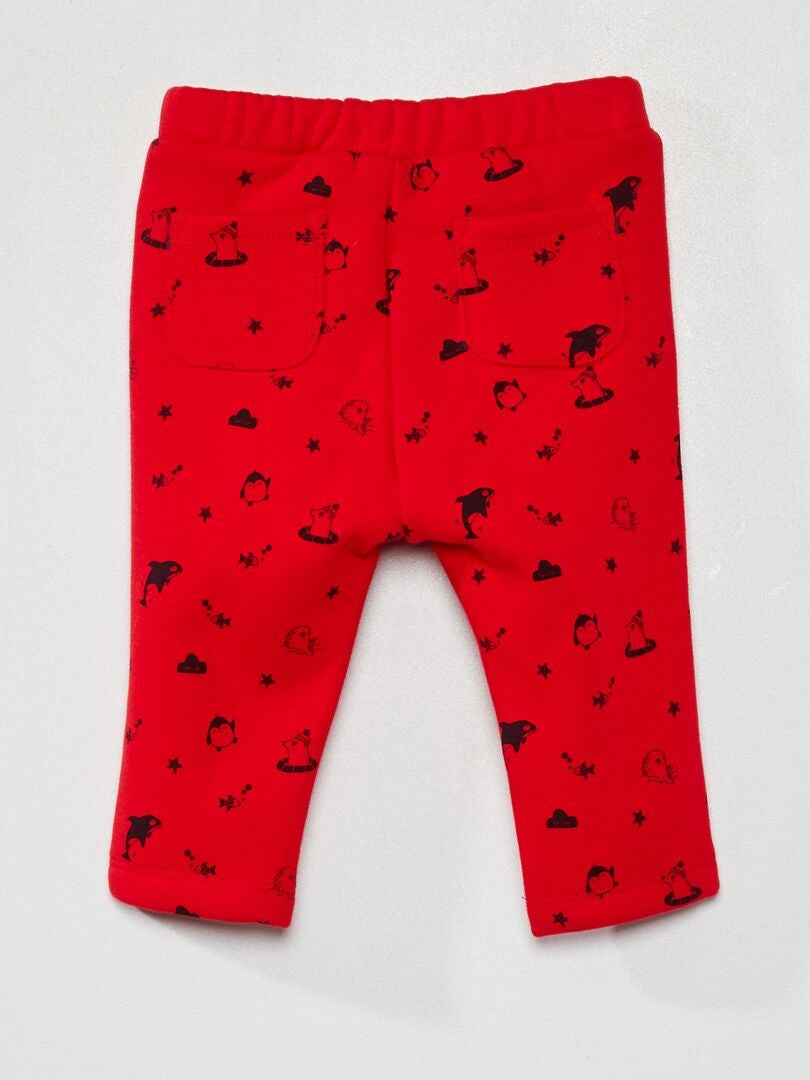 Pantalon en maille à imprimé 'animaux' Rouge - Kiabi