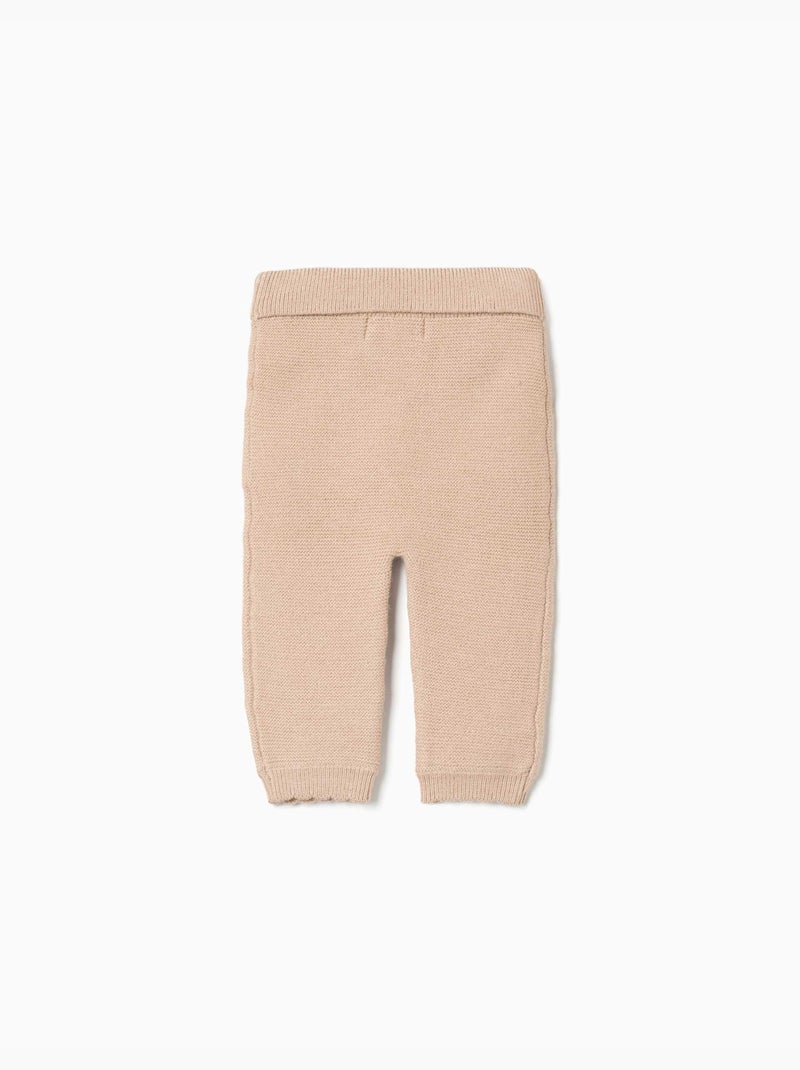Pantalon en maille avec nœud décoratif Beige clair - Kiabi