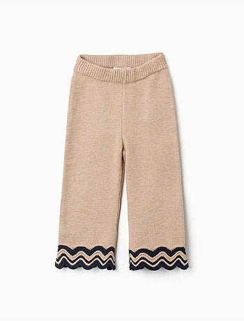 Pantalon en maille avec ourlet à rayures