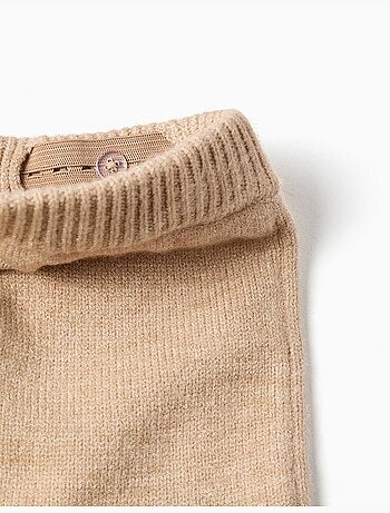 Pantalon en maille avec ourlet à rayures