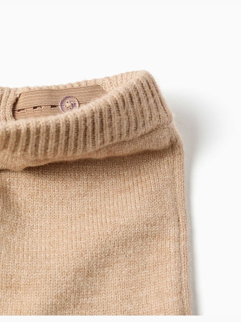 Pantalon en maille avec ourlet à rayures Beige - Kiabi