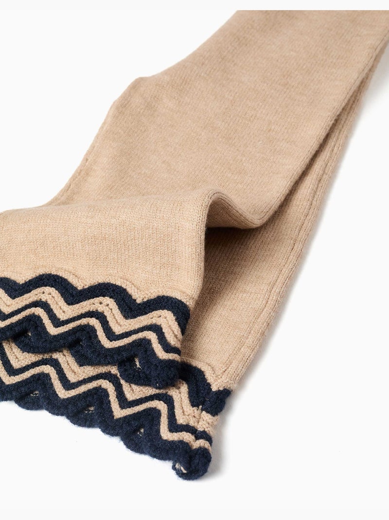 Pantalon en maille avec ourlet à rayures Beige - Kiabi
