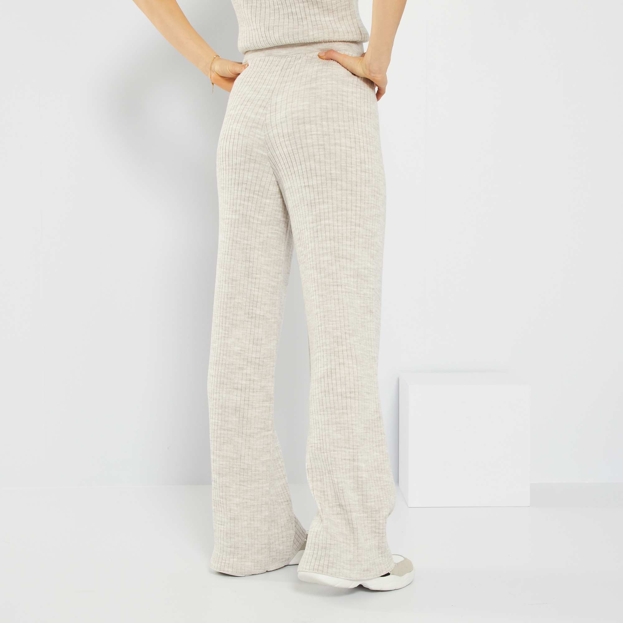 Pantalon En Maille Transparente Scintillante Pour Femme - Taille Haute, Bas Cloche - Pour Festivals, Clubs, Soirées - Matière Polyester/élasthanne