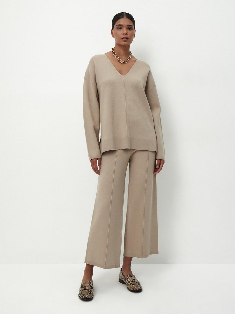 Pantalon en maille Beige - Kiabi