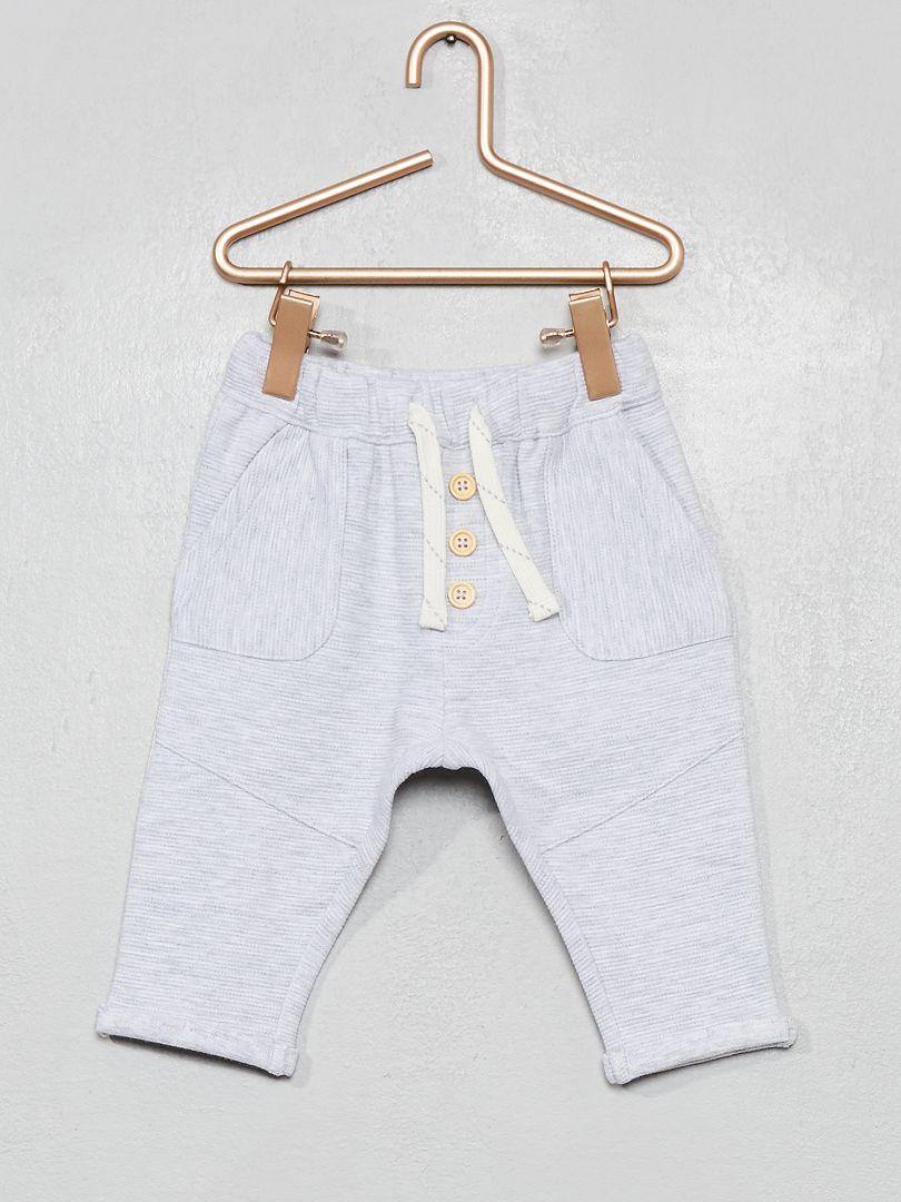 Pantalon en maille côtelée gris clair - Kiabi
