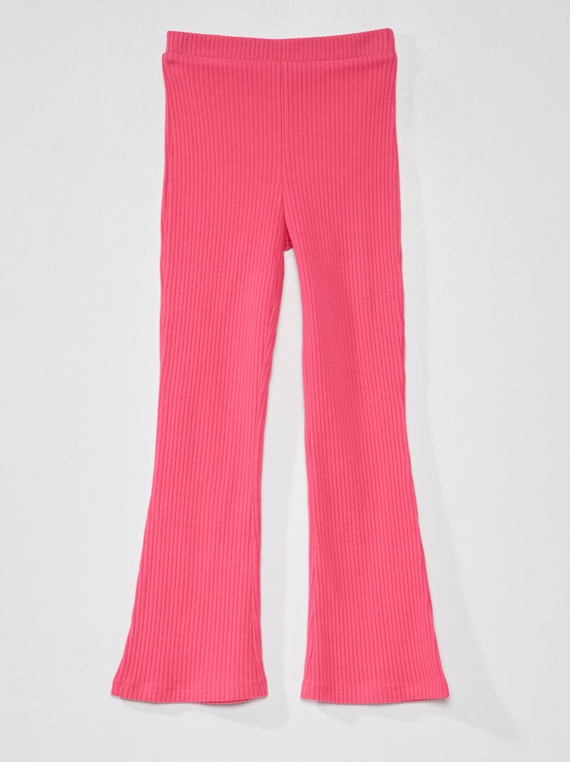 Pantalon en maille côtelée Rose - Kiabi